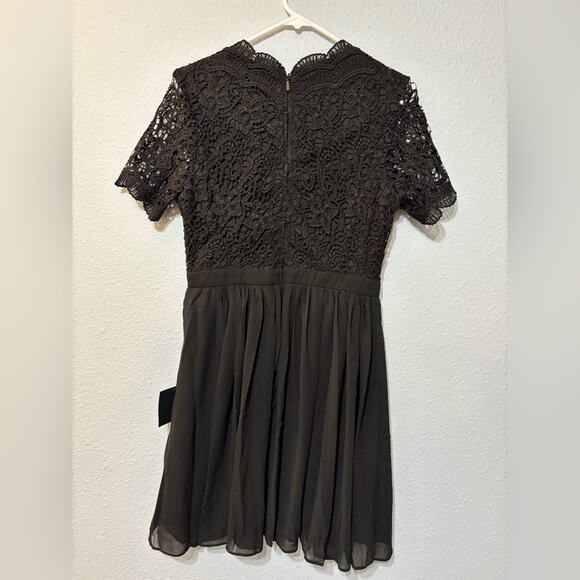 Lulus NWT Angel in Disguise Black Lace Mini Skater Dress M - Picture 6 of 9